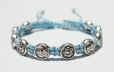 St Therese of Lisieux Metal Medal Bracelet on Light Blue Cord The Little Flower picture