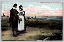 Postcard Return of The Mayflower Ship c1910 DB Pilgrims English Settlers picture