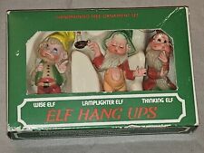 LAST CHANCE NIB Vtg Elf Hang Ups Ornaments Pixie Elves Gnome Xmas Decor picture