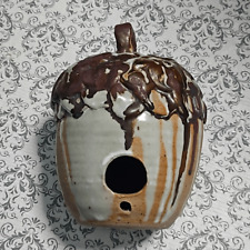 Vintage Signed Studio Pottery Acorn Birdhouse Drippy Glaze OOAK picture