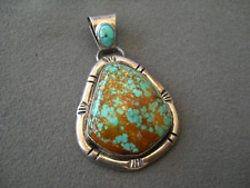 Southwestern Native American Navajo Number 8 Turquoise Sterling Silver Pendant picture