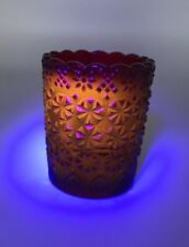 Vintage Red Amberina Daisy Button Glass Toothpick / Votive Candle Holder Glows picture