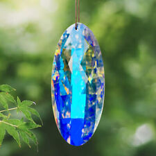 Aurora AB 120MM Large Feng Shui Faceted Oval Crystal Prism Hanging Suncatcher picture