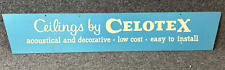 Vtg Large 48 Inch Long Advertising Sign Ceilings by Celotex Blue 50s 60s Wood picture