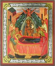 Dormition Assumption of Mary Foiled Wood Eastern Orthodox Religious Icon 3 In picture