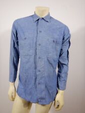 WWII US Navy Blue Chambray Shirt Size 14.5 SMALL picture