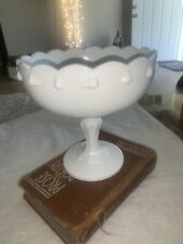 Vtg. Indiana Milk Glass Teardrop Compote Dish Pedestal Bowl Candy Dish 7.5