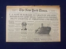 1941 DEC 22 NEW YORK TIMES-U.S. SANK OR DAMAGED 14 U-BOATS IN ATLANTIC - NP 6487 picture