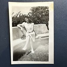 Dallas Texas Brunette VINTAGE PHOTO Craddock Park 1940s Original Snapshot Woman picture