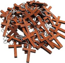 80 COUNT✝️Christian Cross Charm Wooden Pendant Jesus God Keychain Small Group✝️ picture