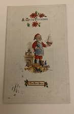 EMBOSSED SANTA VINTAGE CHRISTMAS POSTCARD c 1916 - The Paint Shop picture