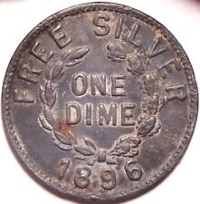 1896 Bryan Money Free Silver One Dime Campaign Medal 32.2g 2.7mm 44mm SCH-326 picture