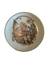 Vintage Miniature MJ Hummel Porcelain Gold Plate Set Lot Of 3 Germany 3.75