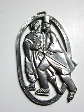 Vintage Kirk Stieff Pewter Christmas Ornament Victorian Couple Ice Skating picture