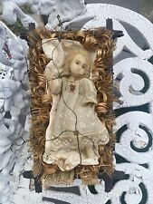Antique Wax Infant Jesus of Prague In Creche picture