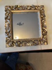 Nice VTG Gold Silver Tone Metal Ornate Victorian Mirror Frame 14x14” (9x9”Heavy picture