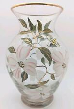 Vintage Lenox Hand Painted Flower Butterfly Vase Gold Trim Romania  picture