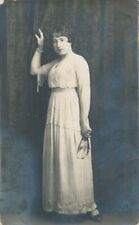 Woman at Drapes Real Photo Postcard rppc picture