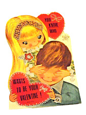 Vintage 60s/70s  Valentine Card With Sparkles 7.75