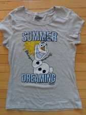 Disney Women's Juniors XL Gray FROZEN Graphic Tee Shirt Top OLAF Summer Dreaming picture