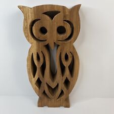 LARGE Wooden Owl Hand Carved Decorative Figurine 12 Inches Tall picture