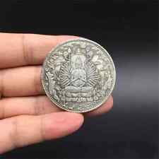 Tibet Silver Ancient Coins Buddhist Thousand Hand Guanyin Heart Buddha Statue picture