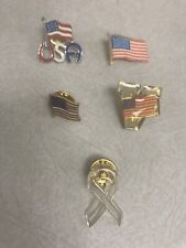 American Flag USA Patriotic Vintage Pins Lot of 4 Nice Mix + 1 Ribbon Pin picture