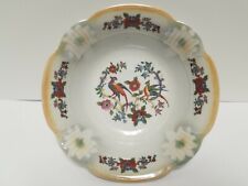 Vintage Bavarian Bowl Floral Pheasant Luster Rim 9 1/4 Beautiful Condition picture