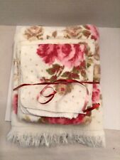 Vintage Rose Towel Set Bath, Hand And Washcloth Great Color And Condition picture