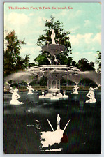 c1910s Fountain Forsyth Park Savannah Georgia Exterior View Vintage Postcard picture