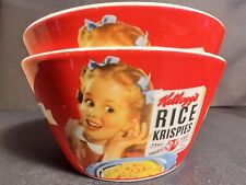2005 VINTAGE KELLOGG’s Rice Krispies 2 - Cereal Bowls Ex. Cond. 5 3/4” x 2 5/8” picture