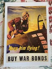 vintage postcard WWII propaganda buy war bonds keep him flying picture