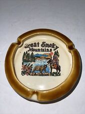 Vintage Great Smoky Mountains Bear Handmade Ashtray Glazed By Cherokee Sales picture