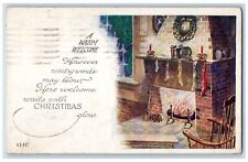 1926 Christmas Quotes Fireplace Hanging Stockings Whreat Frederick MD Postcard picture