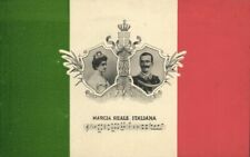 italy, King Vittorio Emanuele III, Queen Elena, National Flag (1900s) Postcard picture