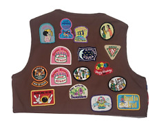 Vintage 1990's Brownie GIrl Scout Vest w/ Patches Badges Size Medium USA Sewn picture