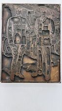 WWI Soldiers In Uniform Copper Printers Embossed Wood Block Die Artist Unknown picture