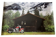 Harley Davidson Glossy Poster (36x24) Heritage Softail Classic Mountain Cabin Ad picture