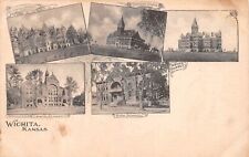 Wichita Kansas Multi-View Colleges Academies c1907 UDB Postcard picture
