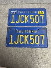 1970’s California License Plate Pair Matched Set Yellow/ Blue   picture