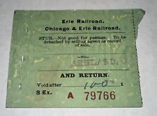 1903 Vintage Chicago & Erie Railroad Ticket Stub Return Pass Ink Stamped Ohio picture