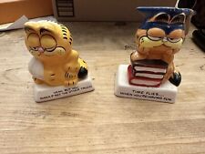 Enesco Vintage Garfield Figurines Ceramic Set Of 2 picture