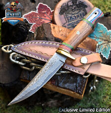 CSFIF Custom Forged Bowie Knife Ladder Damascus Hard Wood Brass Guard Survival picture