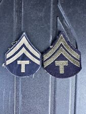 WW2/II US Army T-CPL matching pair of silver on dark blueish/black rank patches picture