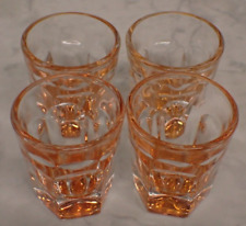 Lot of 4 Vintage Clear & Iridescent Orange Bottom Shot Glasses picture