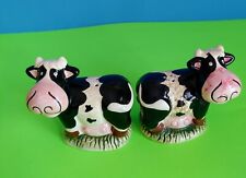 Vintage Set of Holstein Salt and Pepper Shakers . Hand Painted. Ceramic.  Great picture