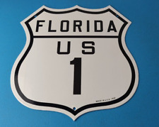 Vintage US Florida 1 Sign - Porcelain Highway State Road Marker Gas Oil Sign picture