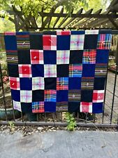 Vtg Handmade Wool Top Patchwork Lap Quilt 4’x4’ Square picture