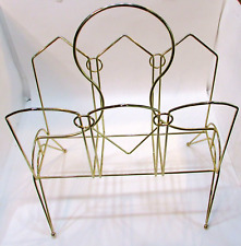 Vintage 1960's MCM Goldtone Steel Wire Rod Curlycue Magazine Rack Record Holder picture