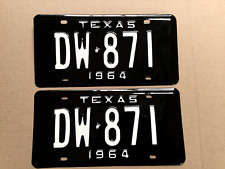 VINTAGE 1964 TEXAS LICENSE PLATE SET VERY NICELY RESTORED HIGH QUALITY DW 871 picture